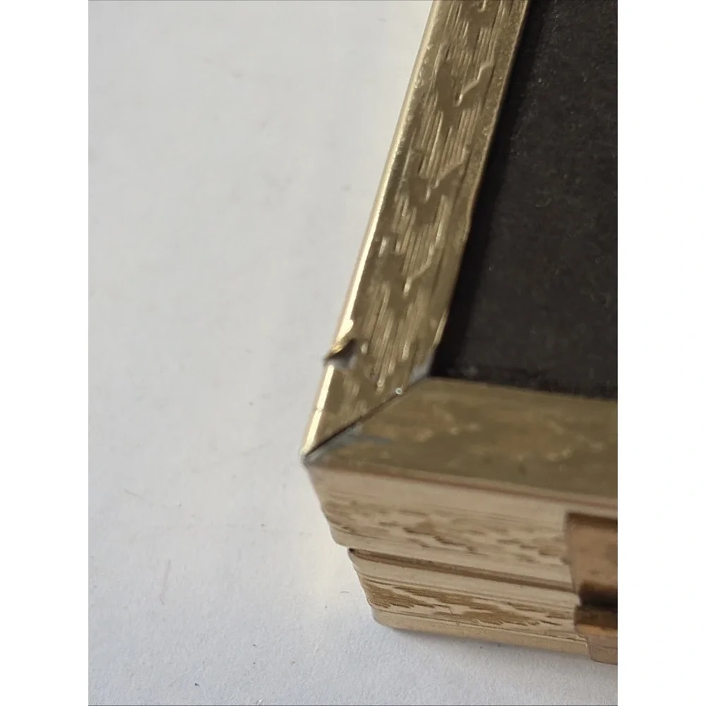 Vintage  Ornate Brass Gold Tone Metal Bi Fold 3.5x 5